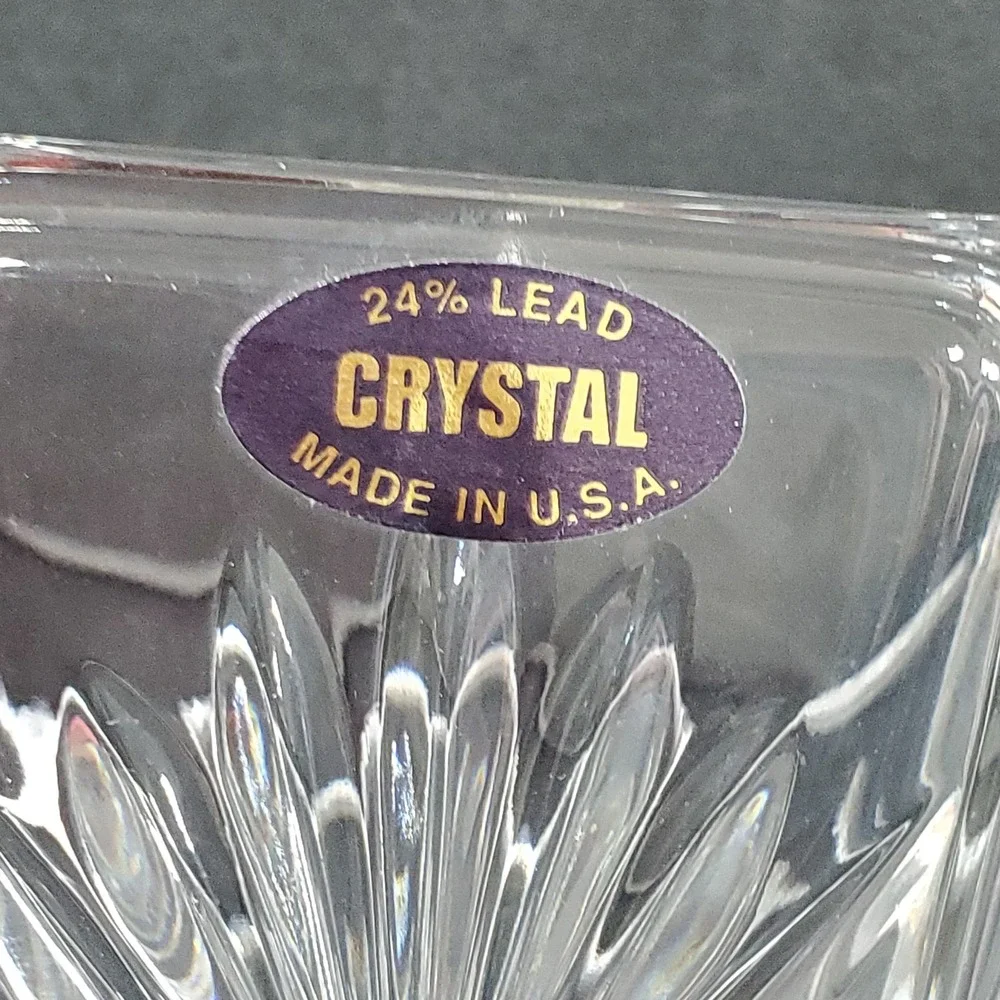 Unbranded 24% Lead Crystal‎ Bowl  6in Clear Hexagonal Cut Glass Trinket USA